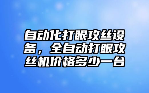 自動化打眼攻絲設備，全自動打眼攻絲機價格多少一臺